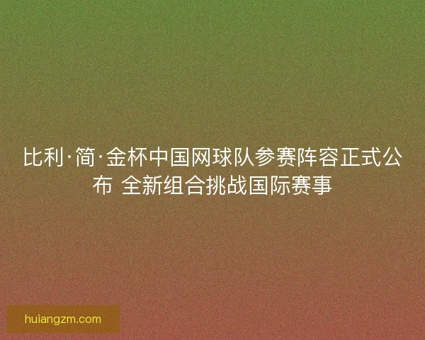比利·简·金杯中国网球队参赛阵容正式公布 全新组合挑战国际赛事